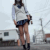 【青チェでお散歩】パンチラ歩き！いつの間にかパンツ…